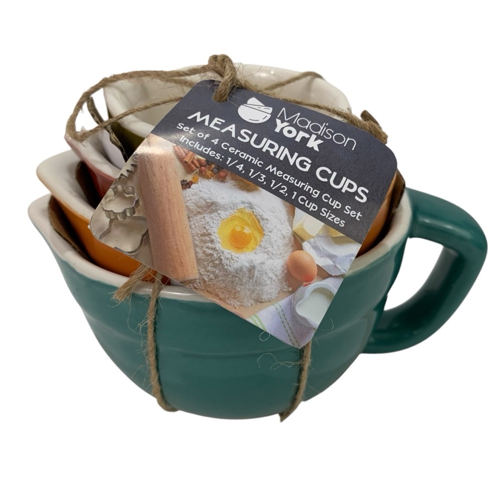 Colorful Ceramic Measuring Cups Set from Madison York NEW - Picture 4 of 4